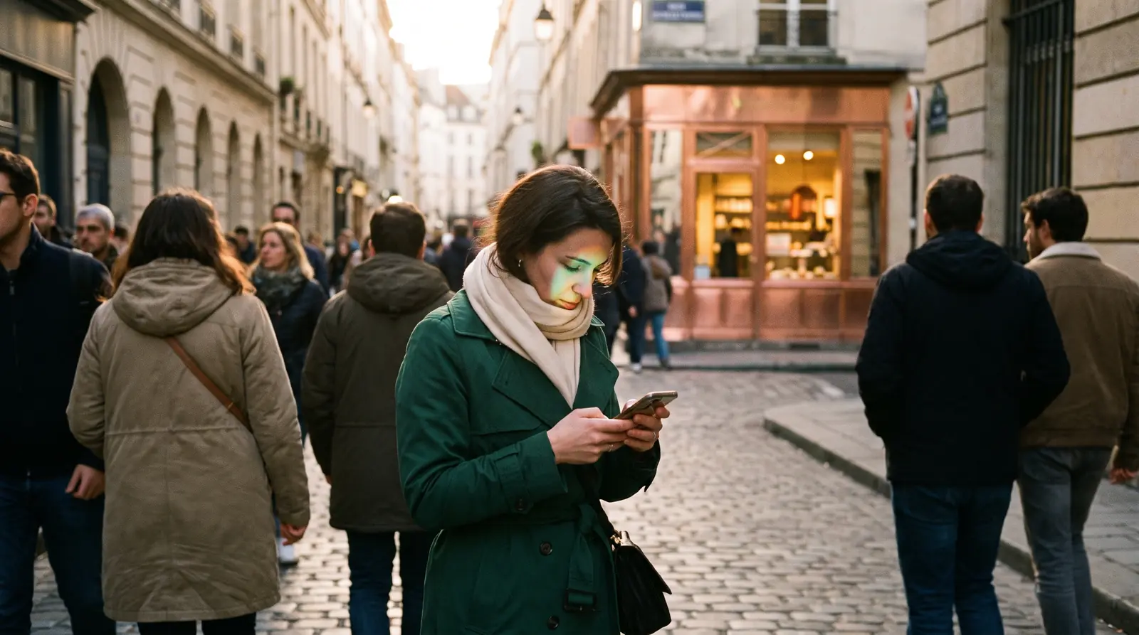 Visiteur sur smartphone qui voit d’un coup d’œil le métier, la ville et le bouton d’appel d’un site